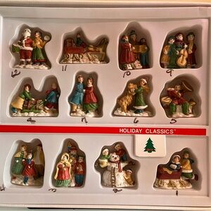 Vintage Dynasty Classics 1988 12 Piece Porcelain Christmas Ornament Set